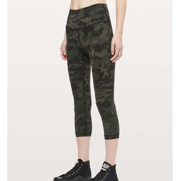 Lululemon Wunder Under Crop High Rise Camo Leggings Incognito Camo Size 6 - Picture 4 of 9